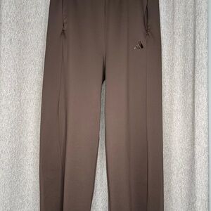 Adidas Brown Wide Leg Track Pants High Rise Lounge Trousers Size L